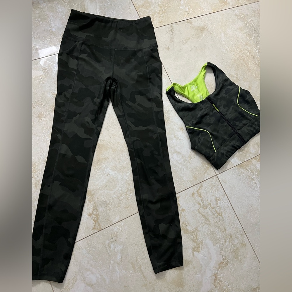 Cute camo workout set (top size small,  bottom xs)